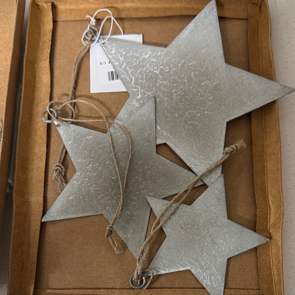 Rustic‎ metal Star Ornaments with Twine
